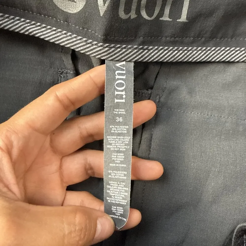 Vuori Meta Pants Mens 36x33 Gray Slim Tapered Chino Zip Pocket Travel Casual